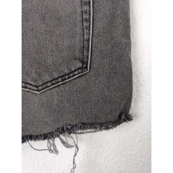 GRLFRND Revolve Cindy Gray Cotton High Waisted Raw Hem Denim Cut Off Shorts 27 - Picture 9 of 10